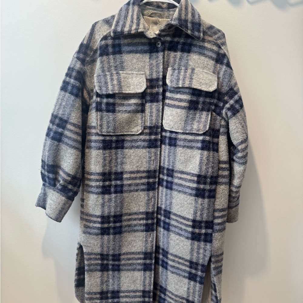 H&M Cream and Gray Coat